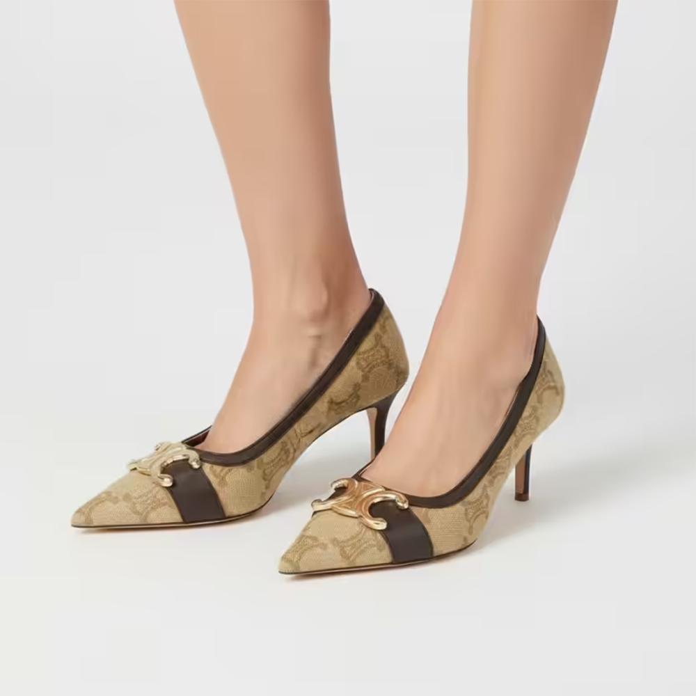 Celine Triomphe Canvas Pumps Heels Sandals-thumb-0