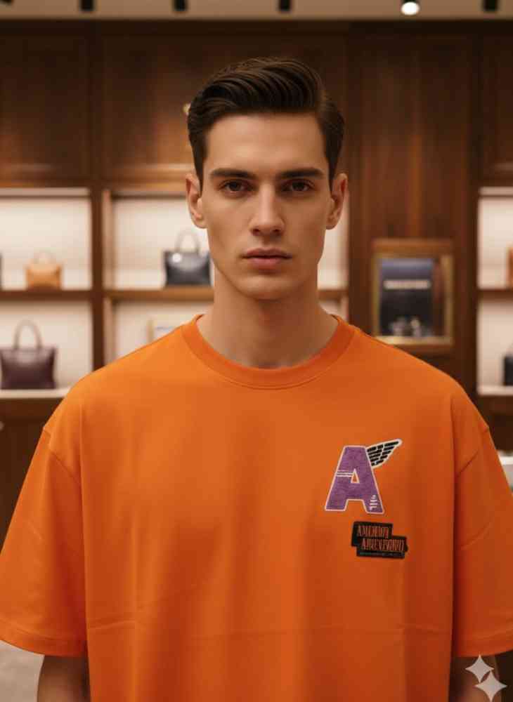 Armani Exchange Orange Premium Quality T-shirt-thumb-1