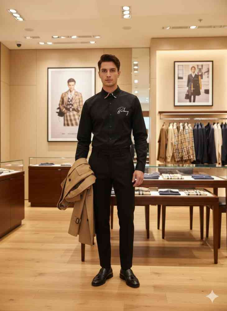 Black Burberry Grey Premium Quality Shirt