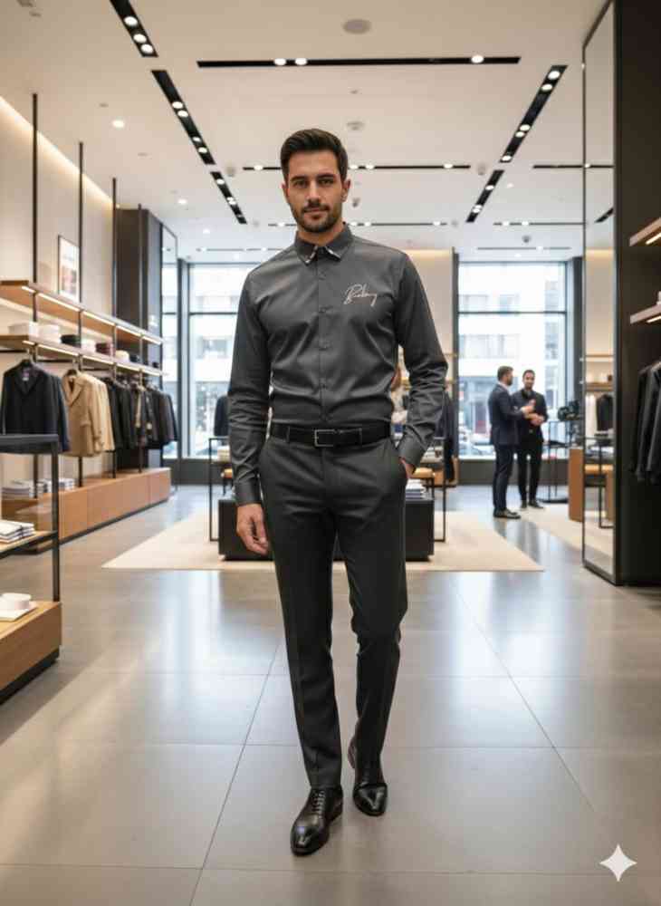 Burberry Grey Premium Quality Shirt-thumb-0