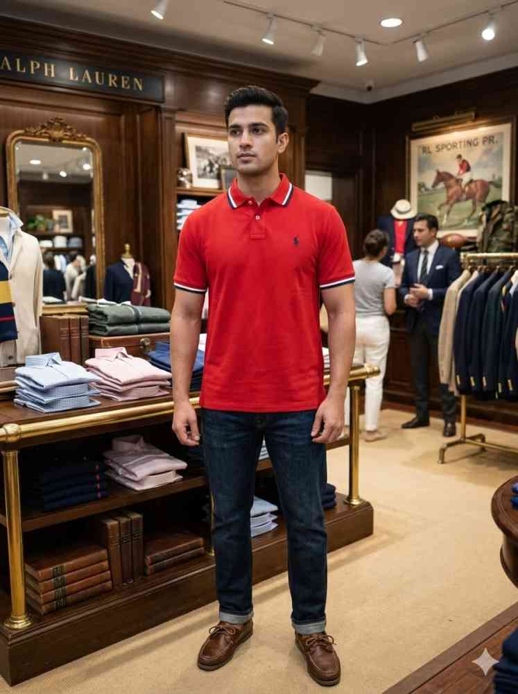 Ralph Lauren Red Premium Collar T-shirt-thumb-0