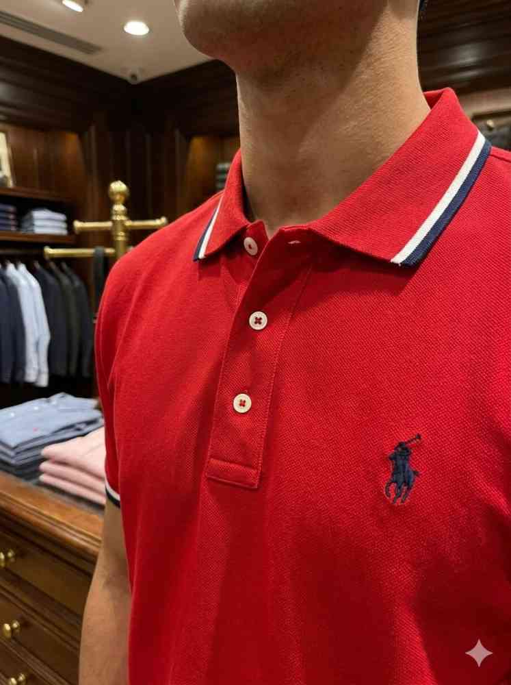 Ralph Lauren Red Premium Collar T-shirt-thumb-1