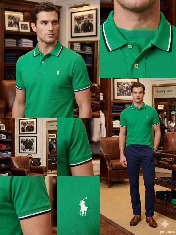 Ralph Lauren Green Premium Collar T-shirt-thumb-2