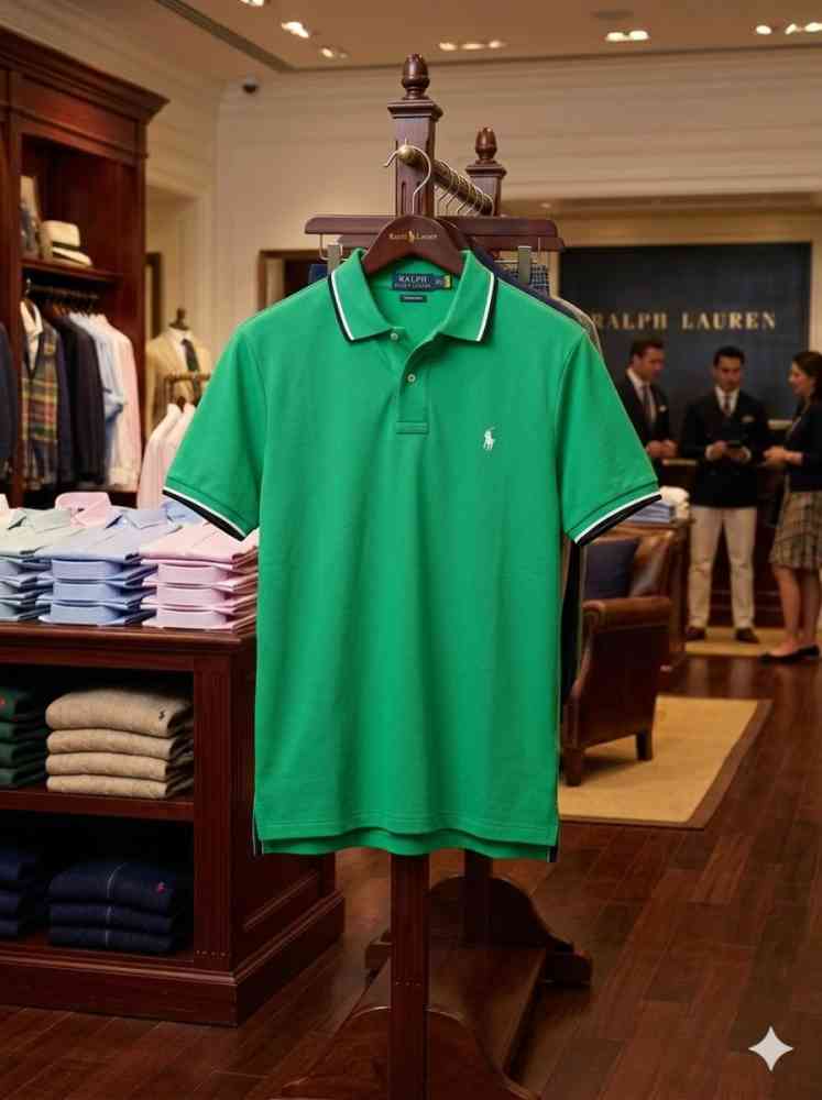 Ralph Lauren Green Premium Collar T-shirt-thumb-3