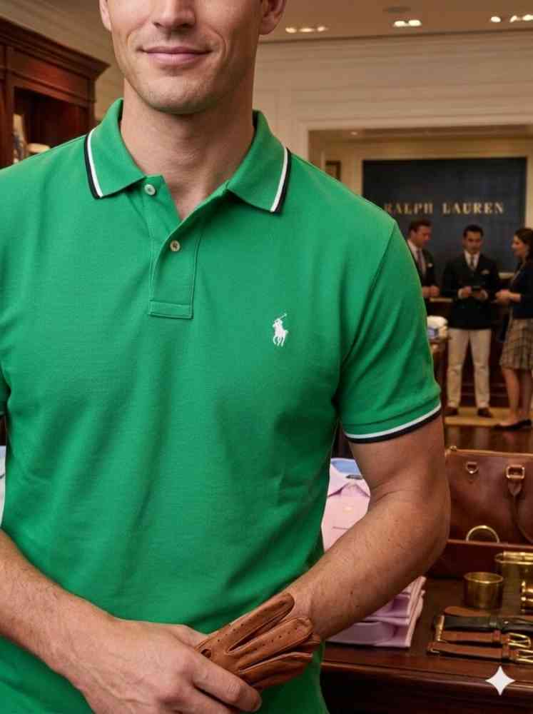 Ralph Lauren Green Premium Collar T-shirt-thumb-1
