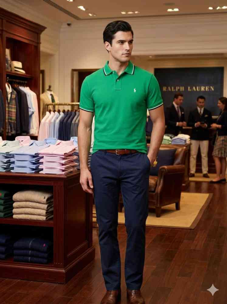 Ralph Lauren Green Premium Collar T-shirt-thumb-0
