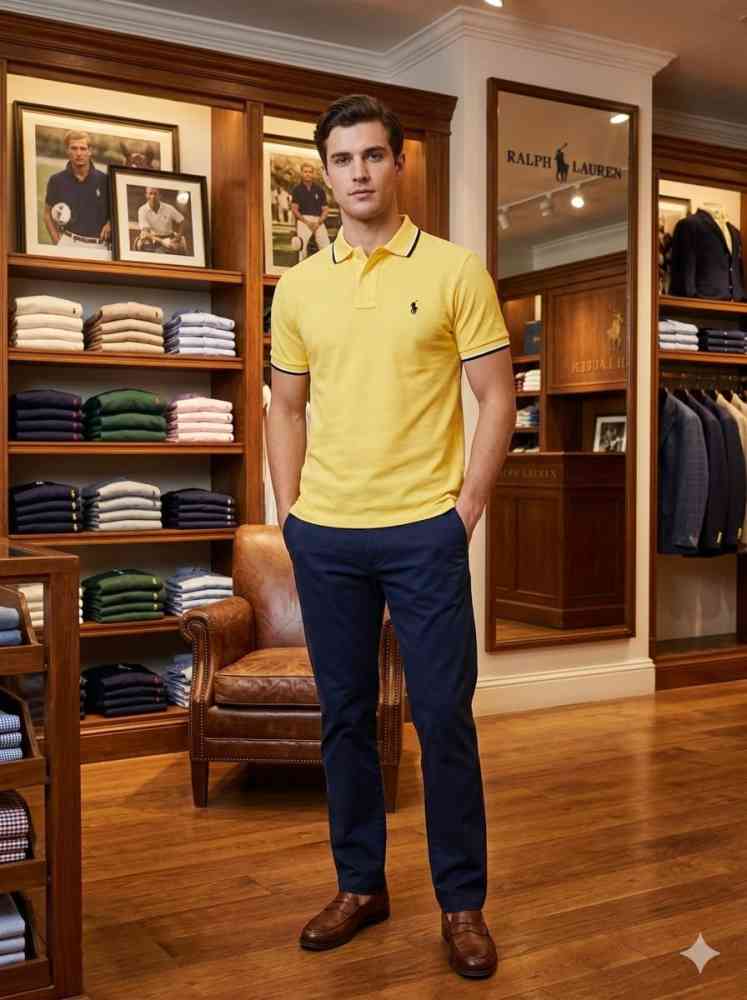 Yellow Ralph Lauren Red Premium Collar T-shirt
