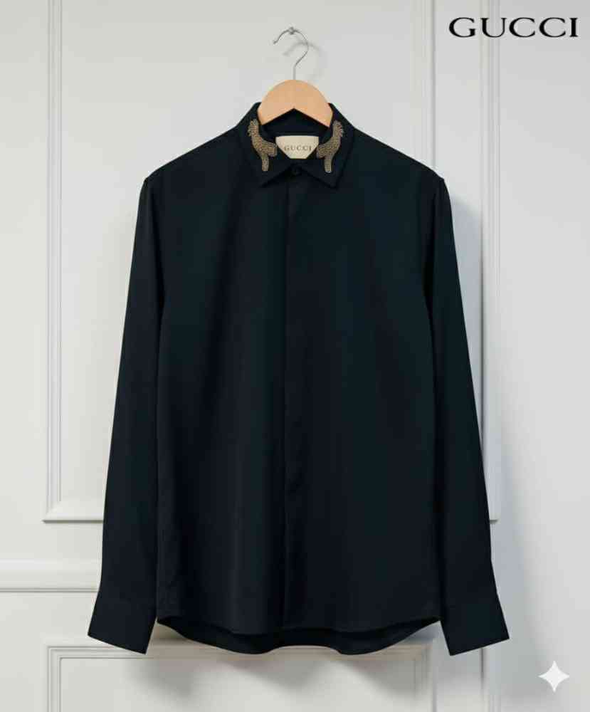Gucci Black Premium Quality Cotton Shirt-thumb-3