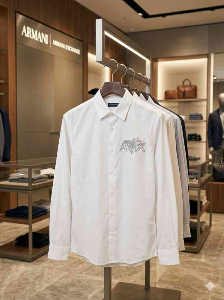 Armani Exchange White Premium Quality Cotton Shirt-thumb-2