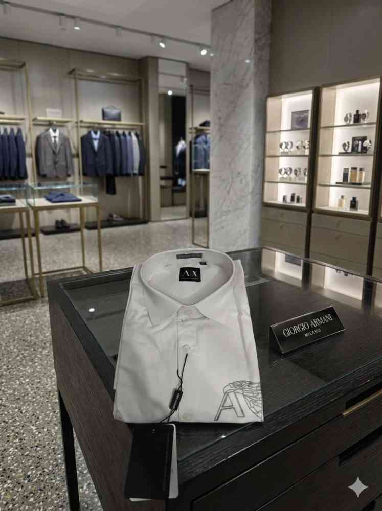 Armani Exchange White Premium Quality Cotton Shirt-thumb-3