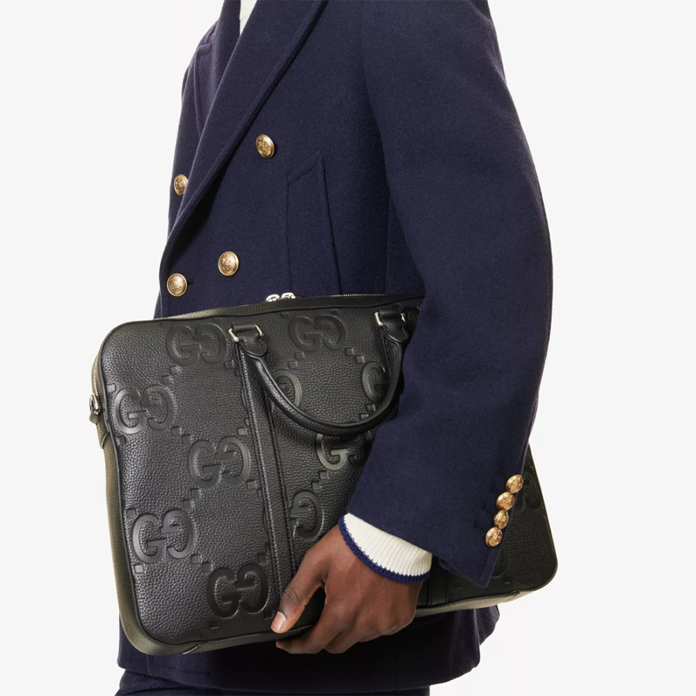 Gucci Black Ophidia Embossed Briefcase Laptop Bag-thumb-2