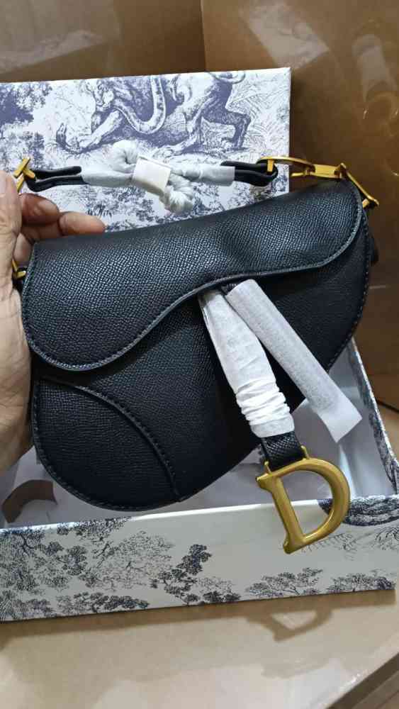 Black Dior Saddle Small Brown Shoulder Bag