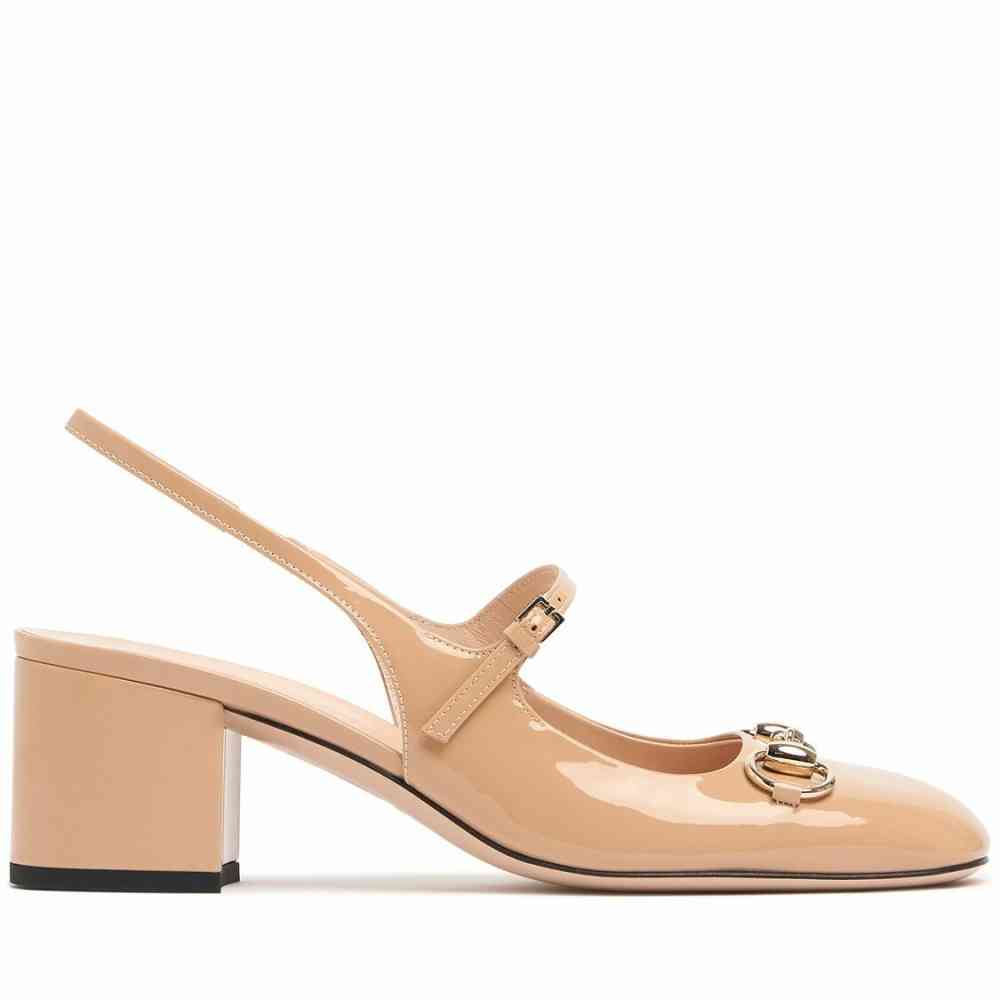 Gucci Horsebit Beige Heels Sandles-thumb-2