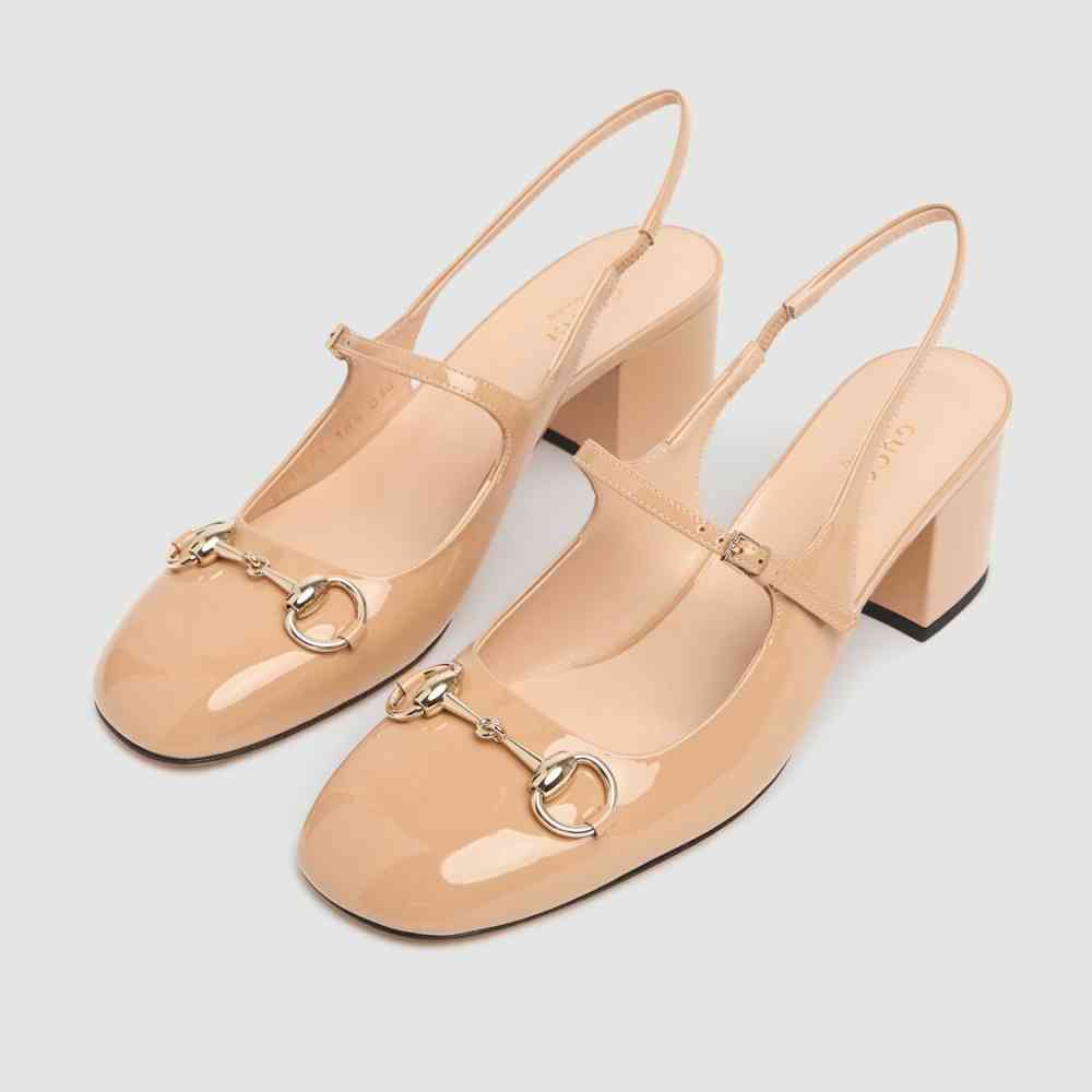 Beige Gucci Horsebit White Heels Sandles