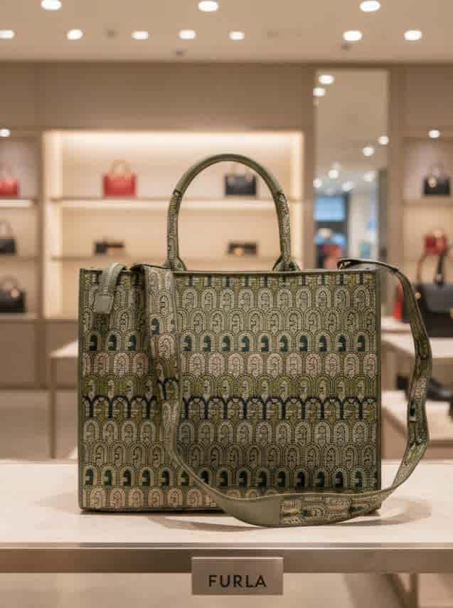 Green Furla Opportunity Blue Large Tote Bag