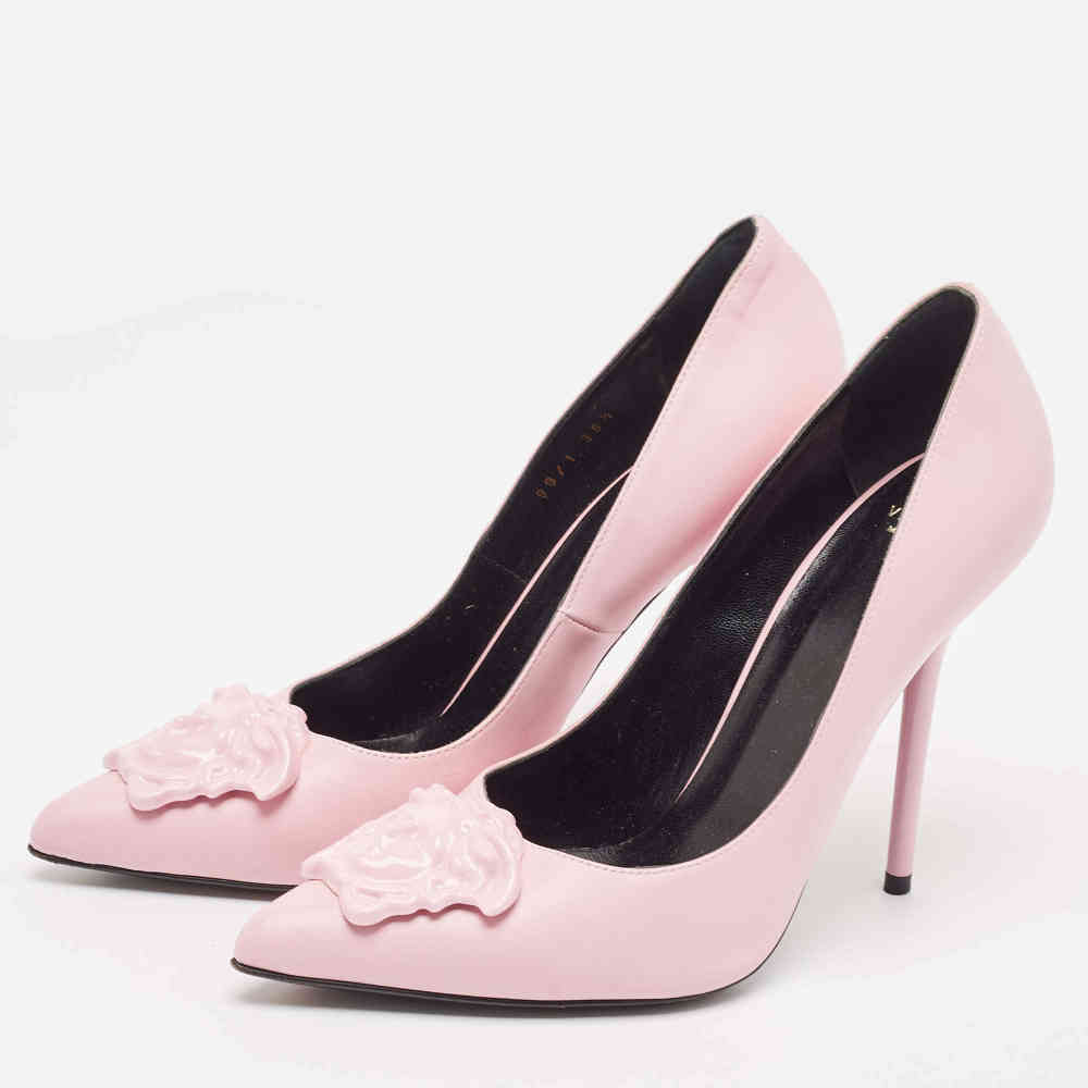 Pink Versace La Medusa Black Heels Sandles