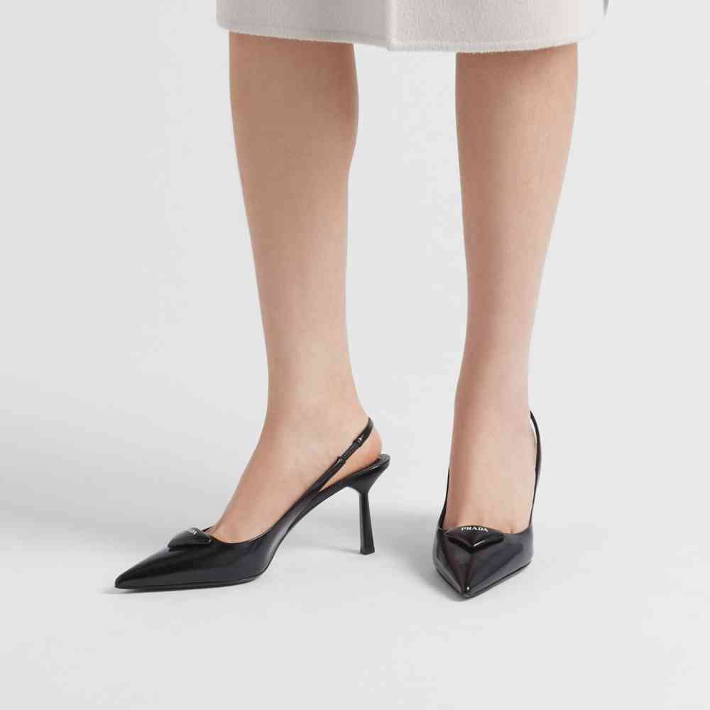 Prada Black Slingback Heels Sandles-thumb-2
