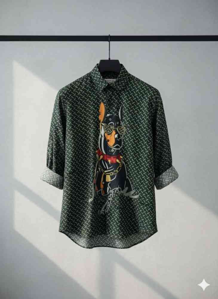 Burberry Dark Green Premium Quality Shirt-thumb-1