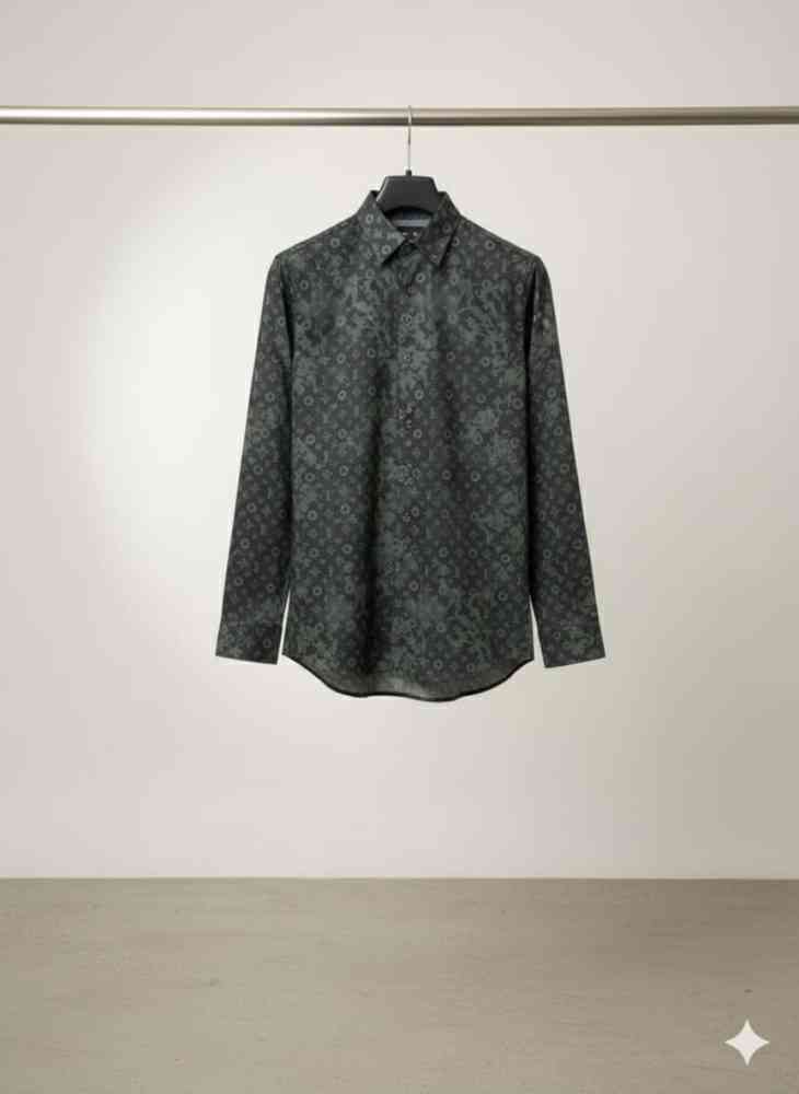 Louis Vuitton Monogram Green Premium Cotton Shirt-thumb-1