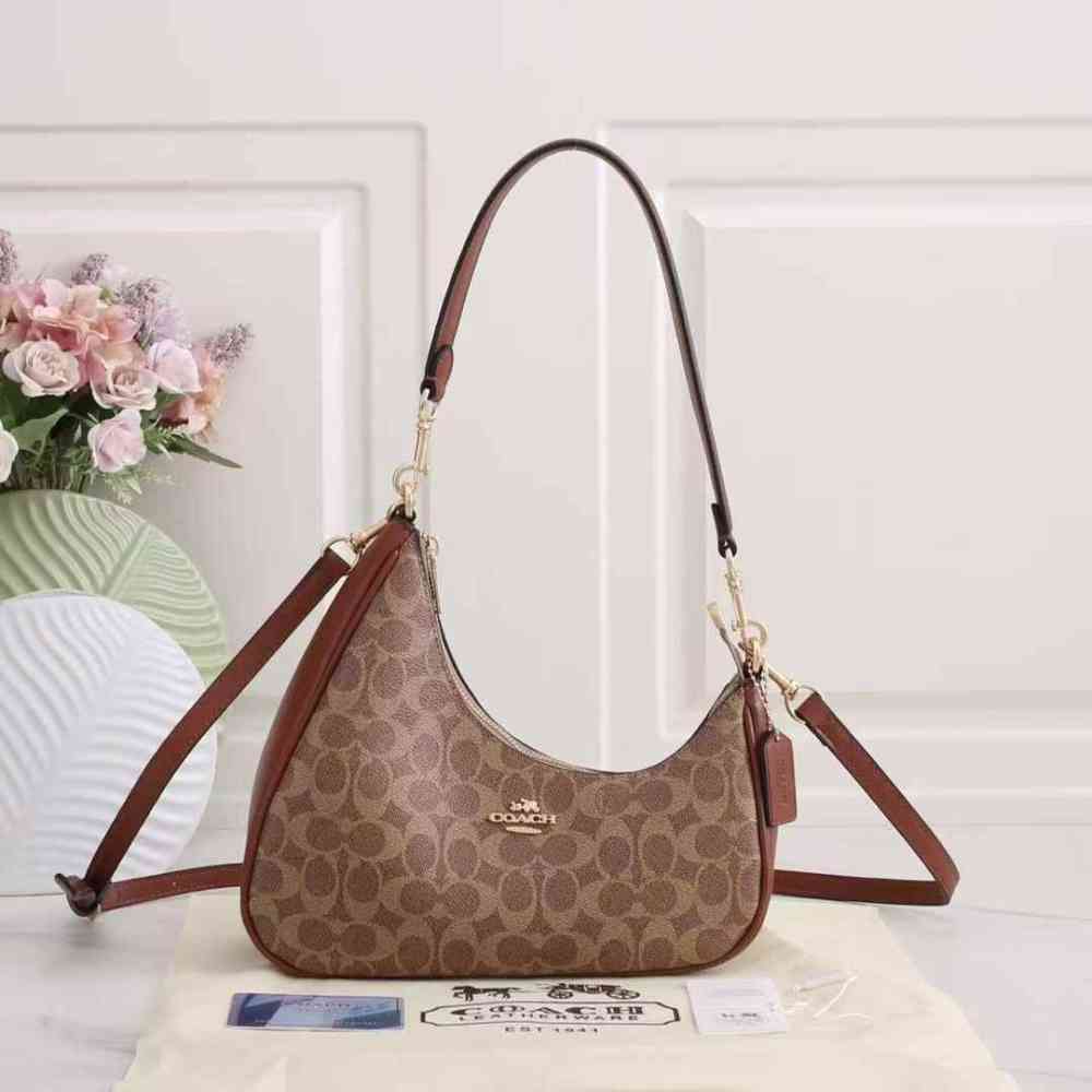 Beige Coach Teri twisted Black Shoulder Bag