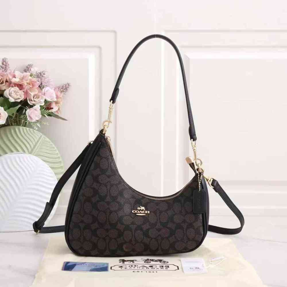 Dark Brown Coach Teri twisted Black Shoulder Bag