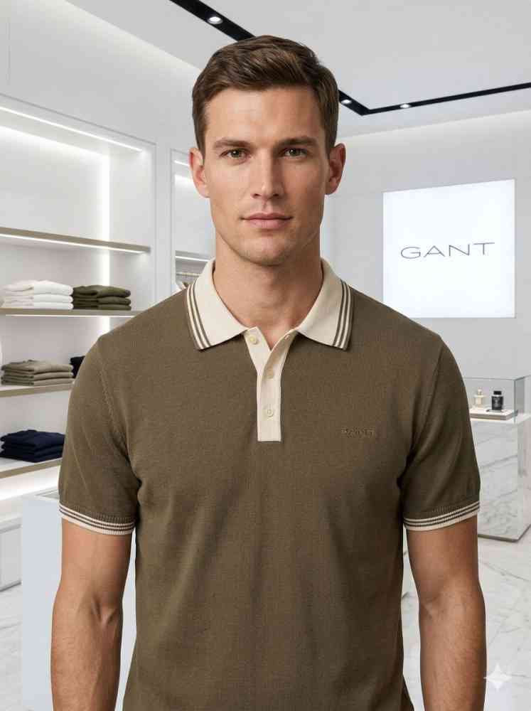 Olive Green Gant Brown Premium Quality T-shirt