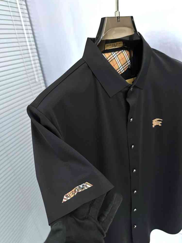 Burberry Black Premium Quality Short Sleeve Shirt-thumb-3