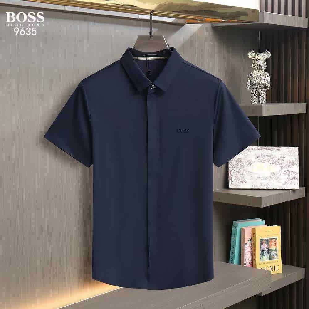 Hugo Boss Blue Premium Quality Short Sleeve Shirt-thumb-0