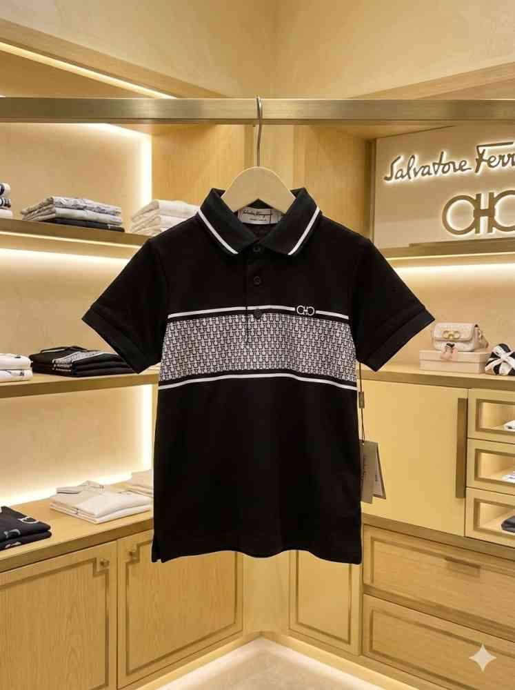 Salvatore Ferragamo Black Kids Premium Quality T-shirt-thumb-1