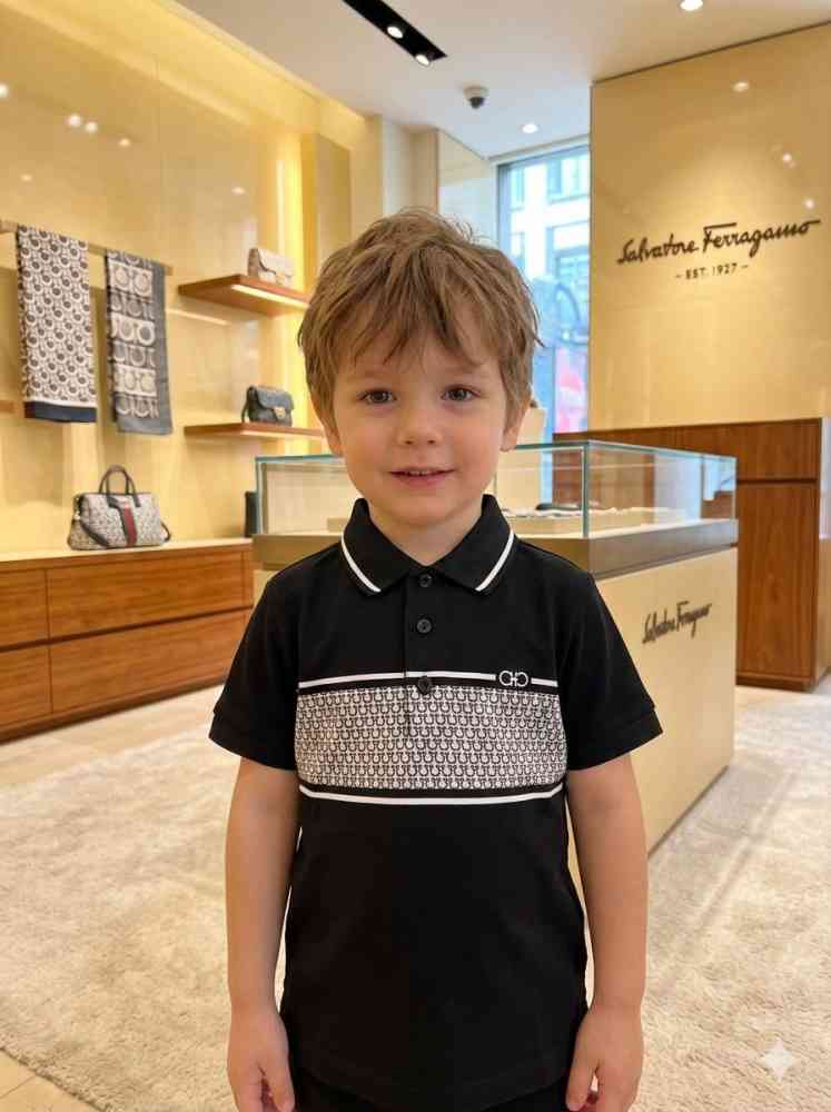 Salvatore Ferragamo Black Kids Premium Quality T-shirt-thumb-0
