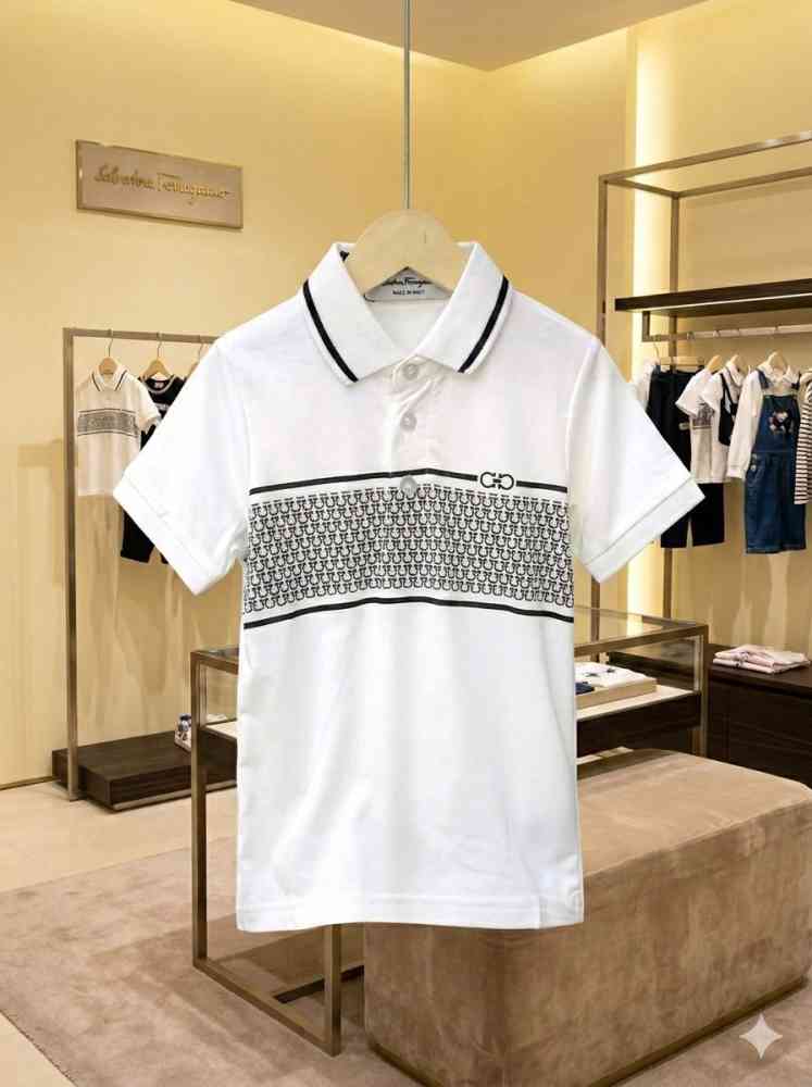Salvatore Ferragamo White Kids Premium Quality T-shirt-thumb-1