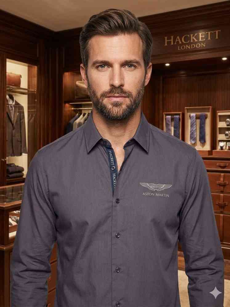 Hackett Grey Premium Quality Shirt-thumb-0