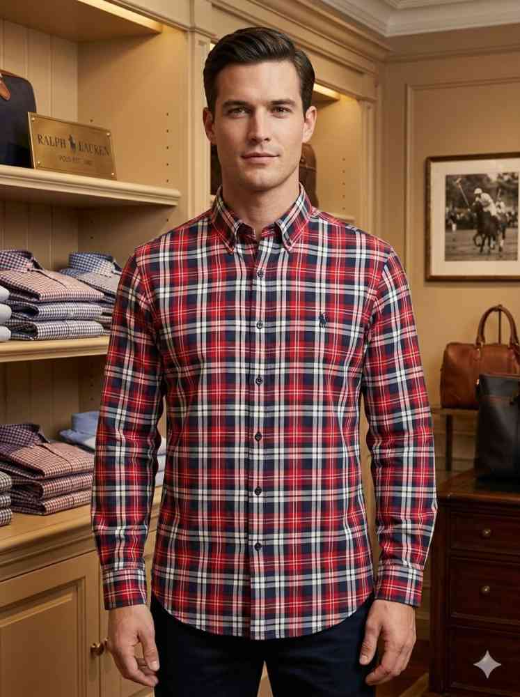 Ralph Lauren Embroidered Red Premium Cotton Shirt-thumb-0