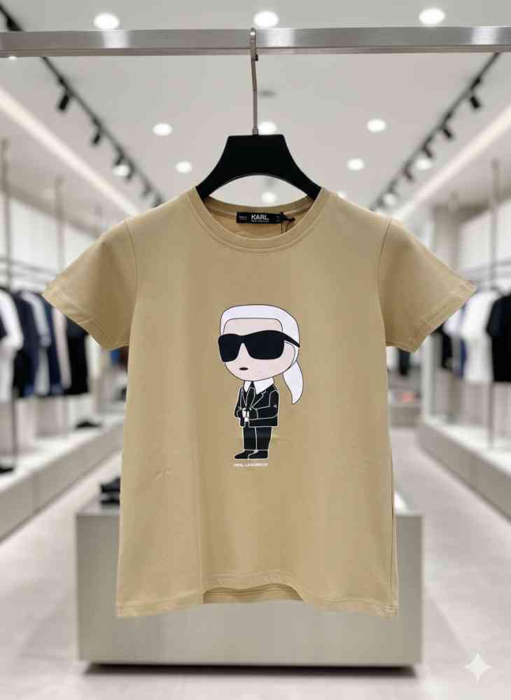 Karl Lagerfeld Brown Premium Quality Women T-shirt-thumb-1