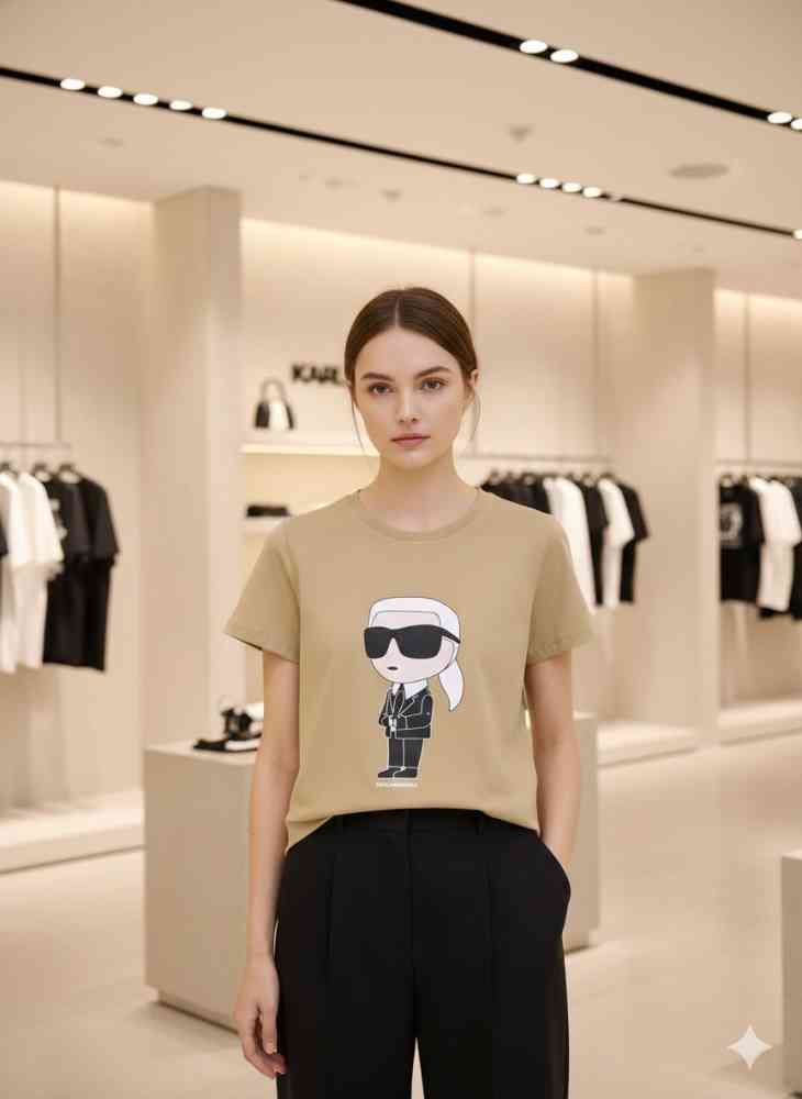 Brown Karl Lagerfeld Green Premium Quality Women T-shirt