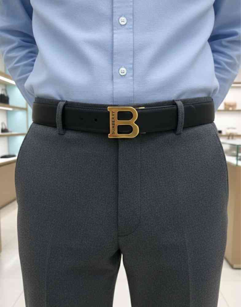 Burberry Golden Premium Quality Leather Belt-thumb-3
