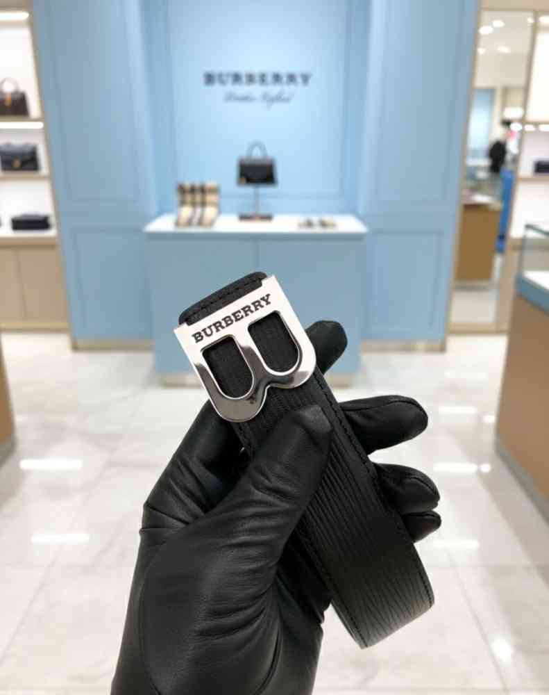 Burberry Silver Premium Quality Leather Belt-thumb-2
