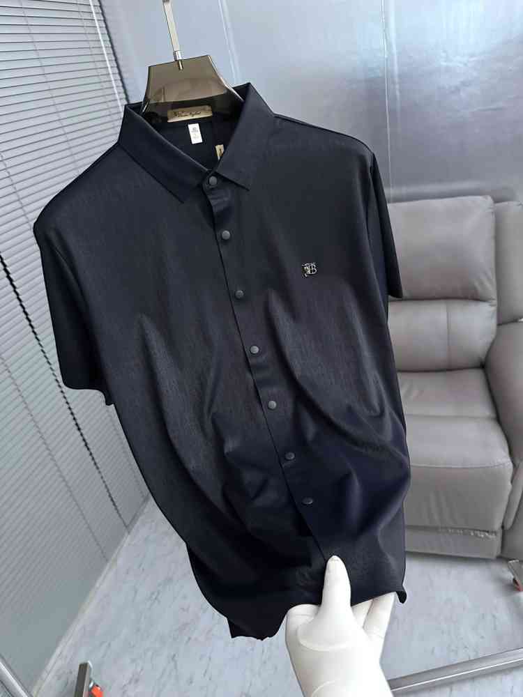 Burberry Blue Premium Quality Short Sleeve Shirt-thumb-1