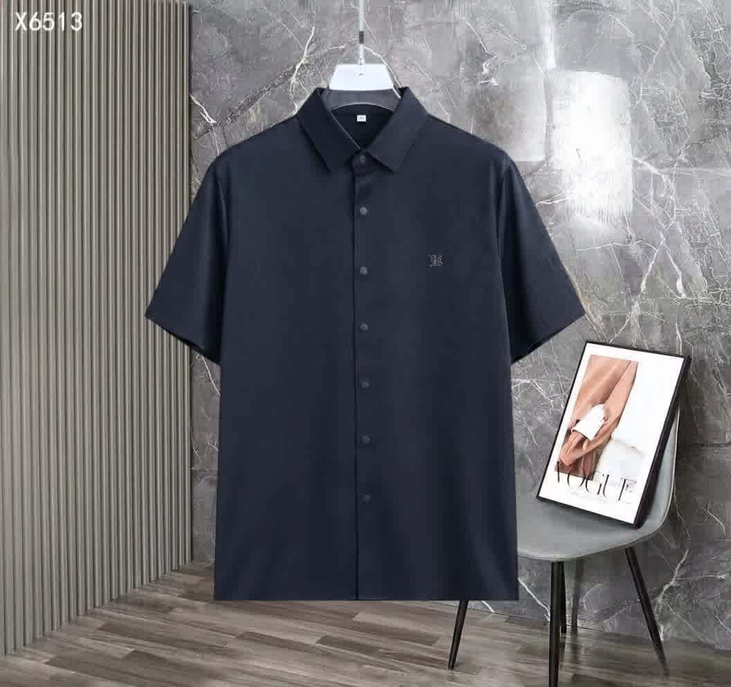 Burberry Blue Premium Quality Short Sleeve Shirt-thumb-0