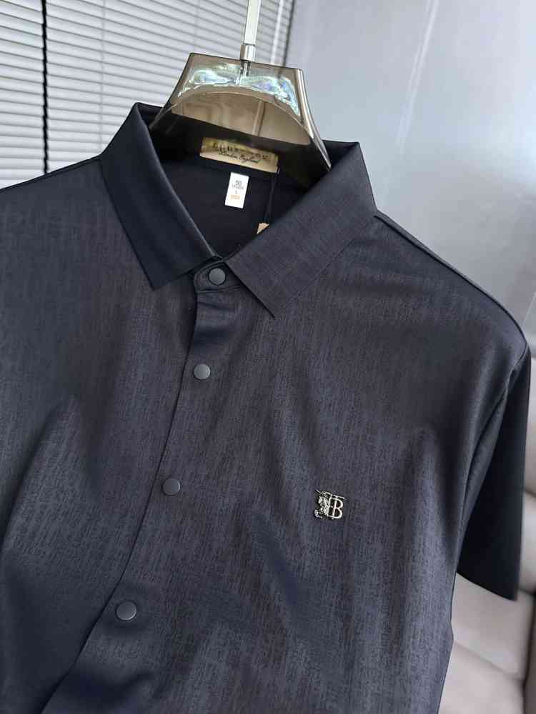 Burberry Blue Premium Quality Short Sleeve Shirt-thumb-2