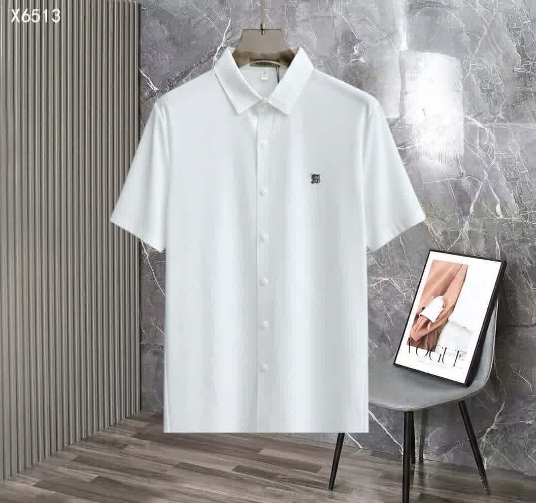 White Burberry Blue Premium Quality Short Sleeve Shirt