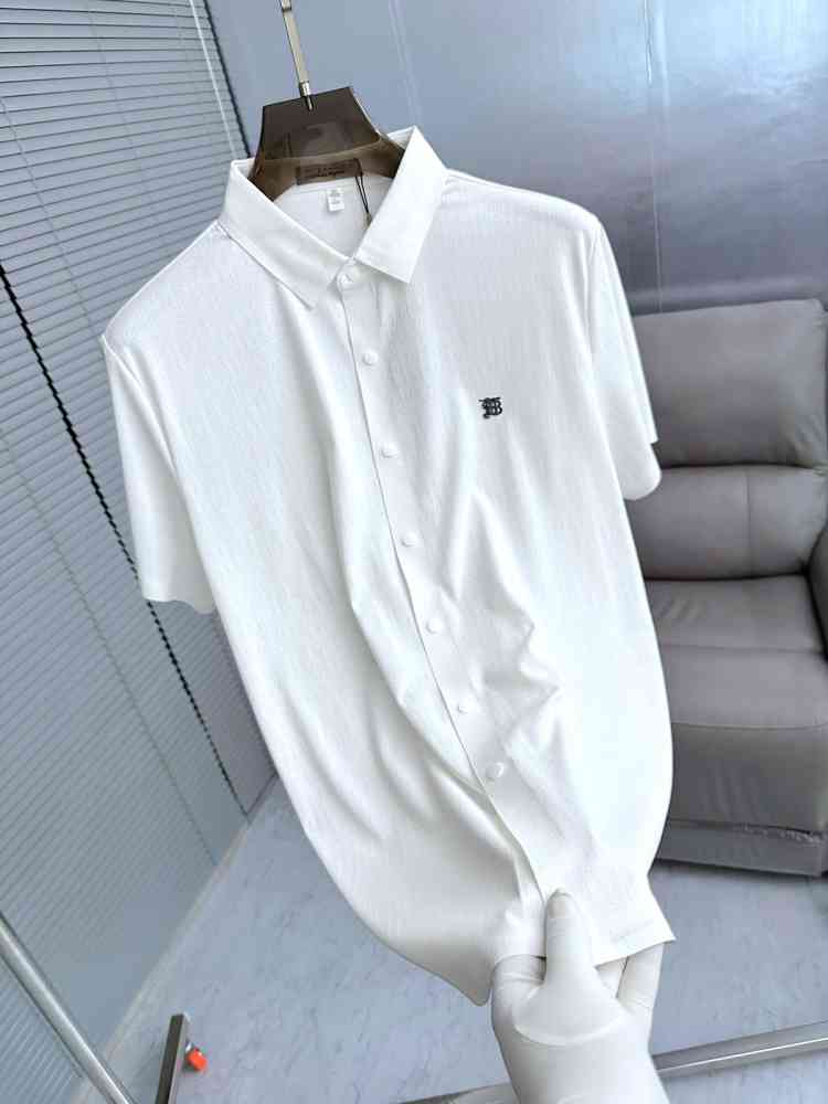 Burberry White Premium Quality Short Sleeve Shirt-thumb-2