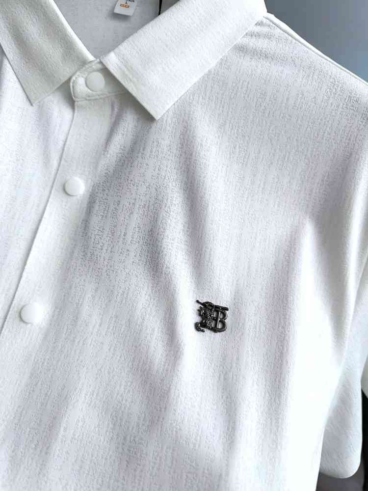 Burberry White Premium Quality Short Sleeve Shirt-thumb-3