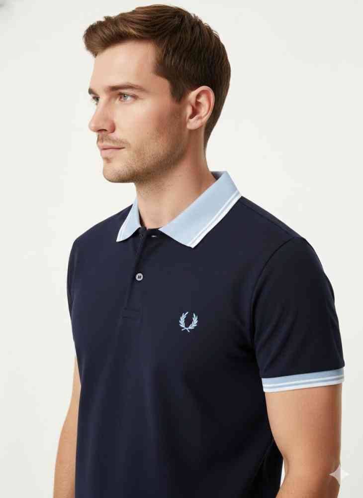 Fred Perry Embroidered logo Blue Premium T-shirt-1