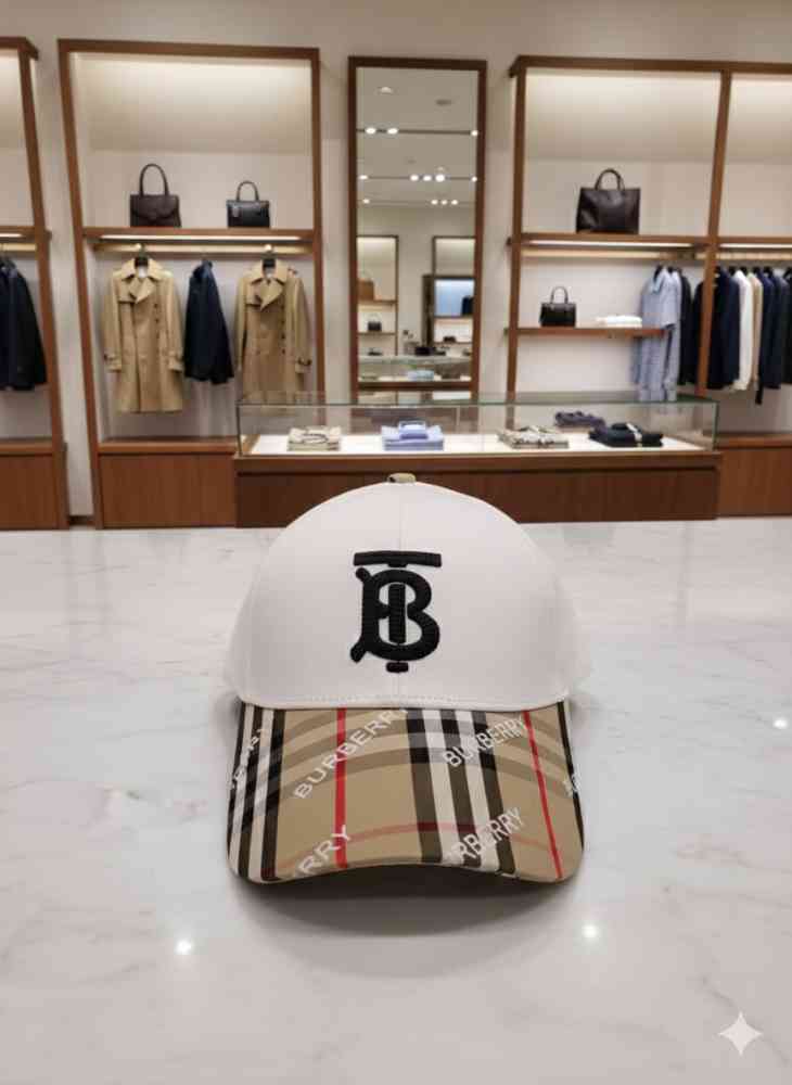 Burberry TB Embroidered White Premium Cap-thumb-1