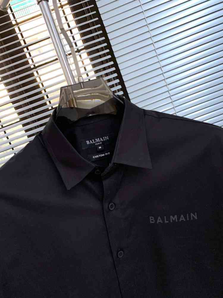 Balmain Embroidered Black Premium Cotton Shirt-thumb-2