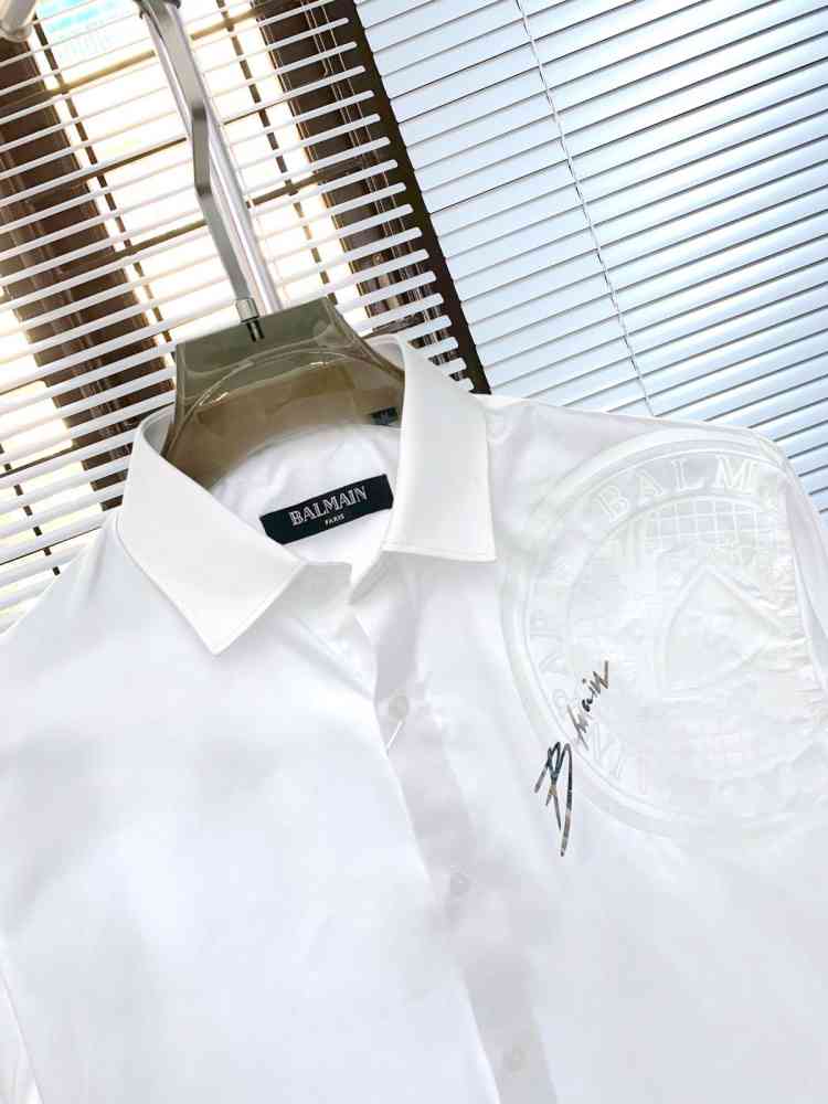 Balmain Embroidered White Premium Cotton Shirt-thumb-2