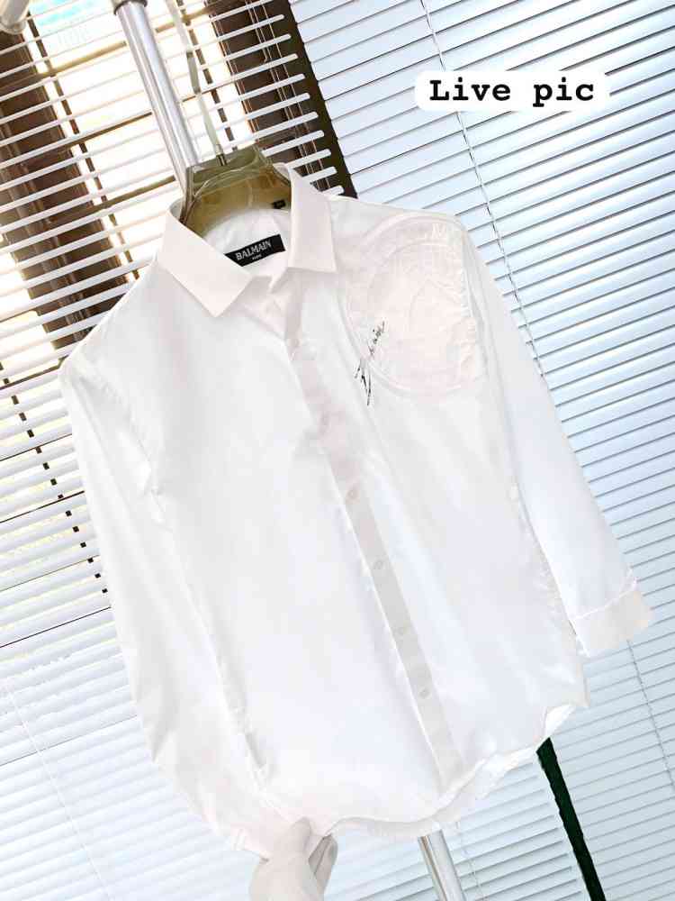 Balmain Embroidered White Premium Cotton Shirt-thumb-4