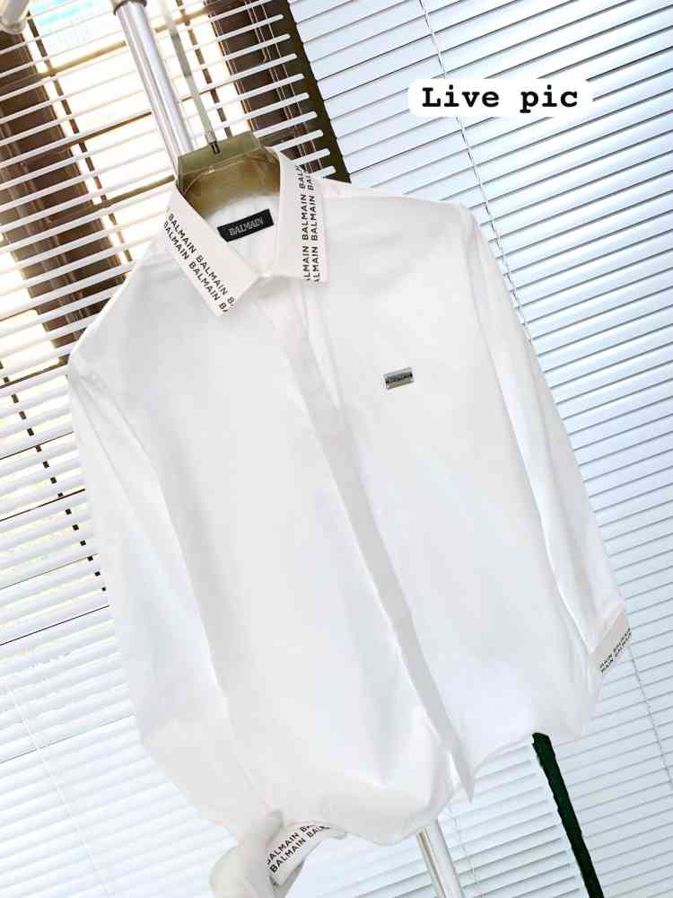 Balmain Embroidered White Premium Cotton Shirt-thumb-2