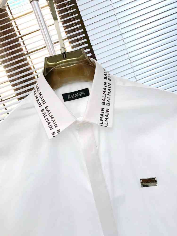 Balmain Embroidered White Premium Cotton Shirt-thumb-3